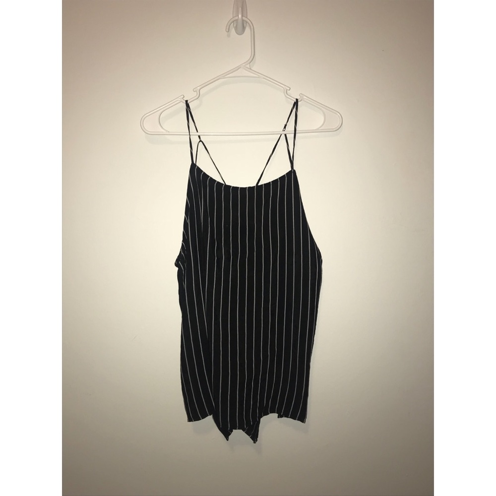 TOPSHOP Black Striped Tank Top